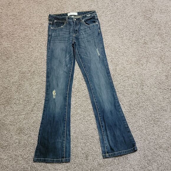 Paper Denim & Cloth Women’s Destructed Jeans Medium Wash Low Rise Sz 4 - Picture 2 of 6